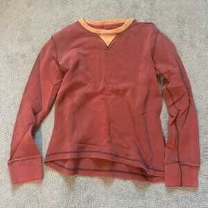 Eddie Bauer waffle knit sweatshirt, orange, men's small